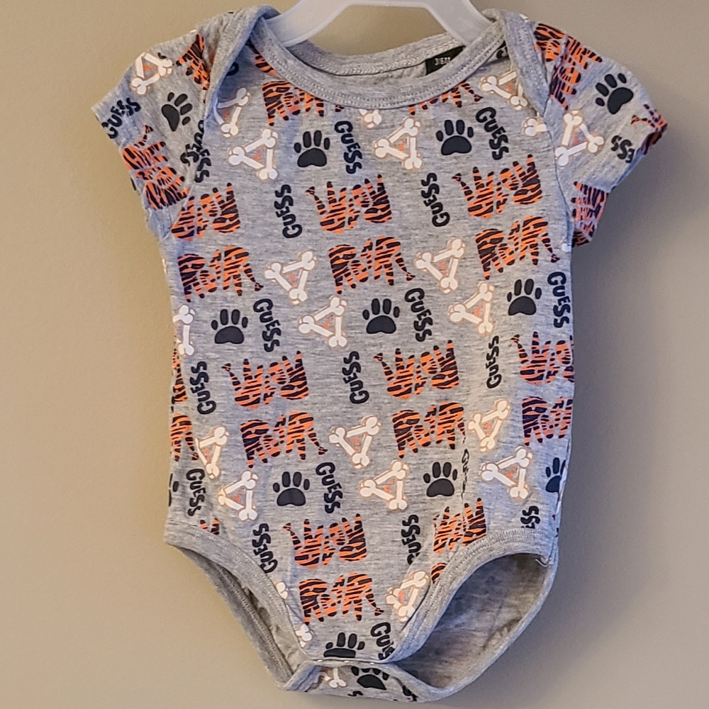 Guess grey short sleeved onesie/bodysuit